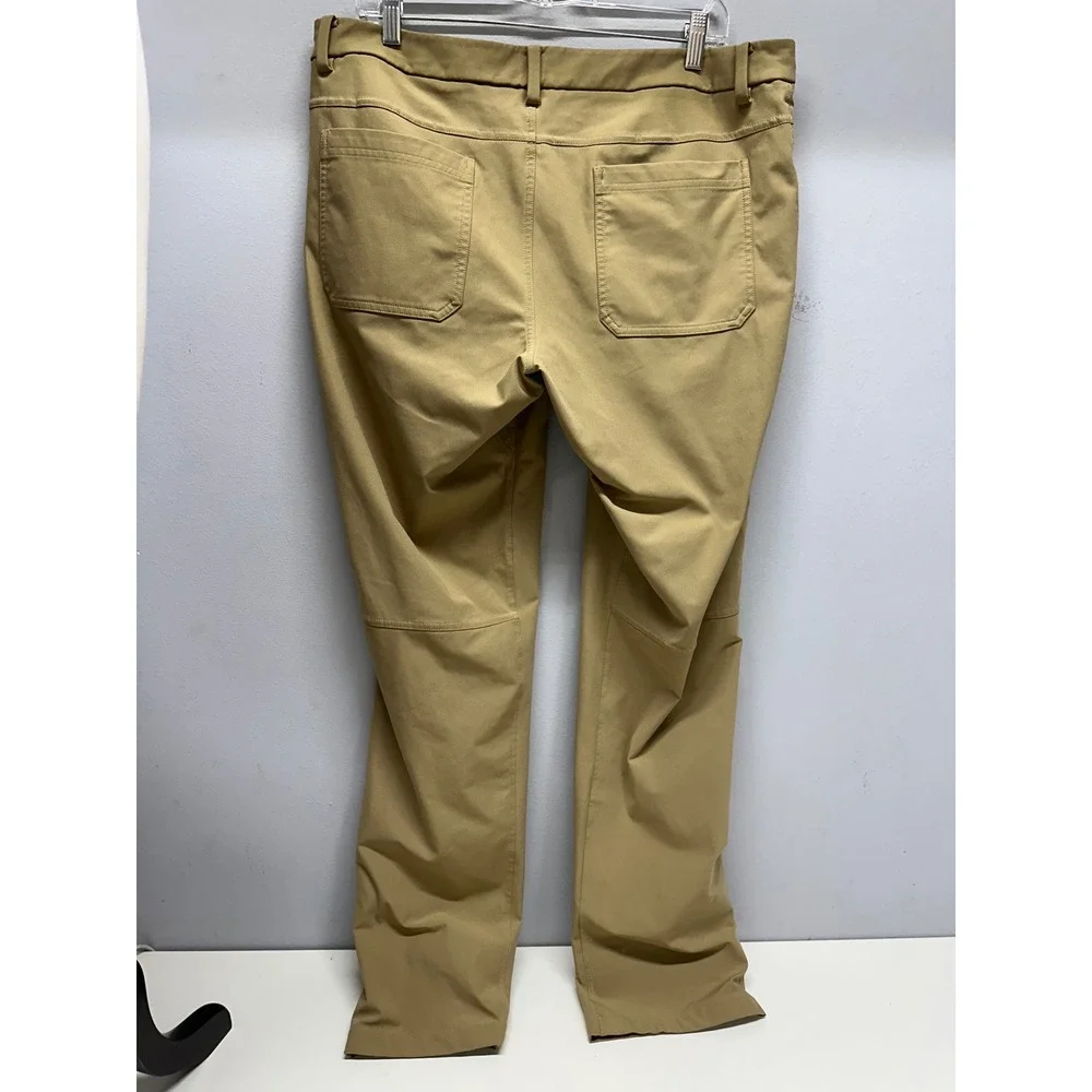 Lululemon ABC Pant Slim Warpstreme Khaki Tan Mens 38x33 Five Pocket Trousers - Picture 3 of 6